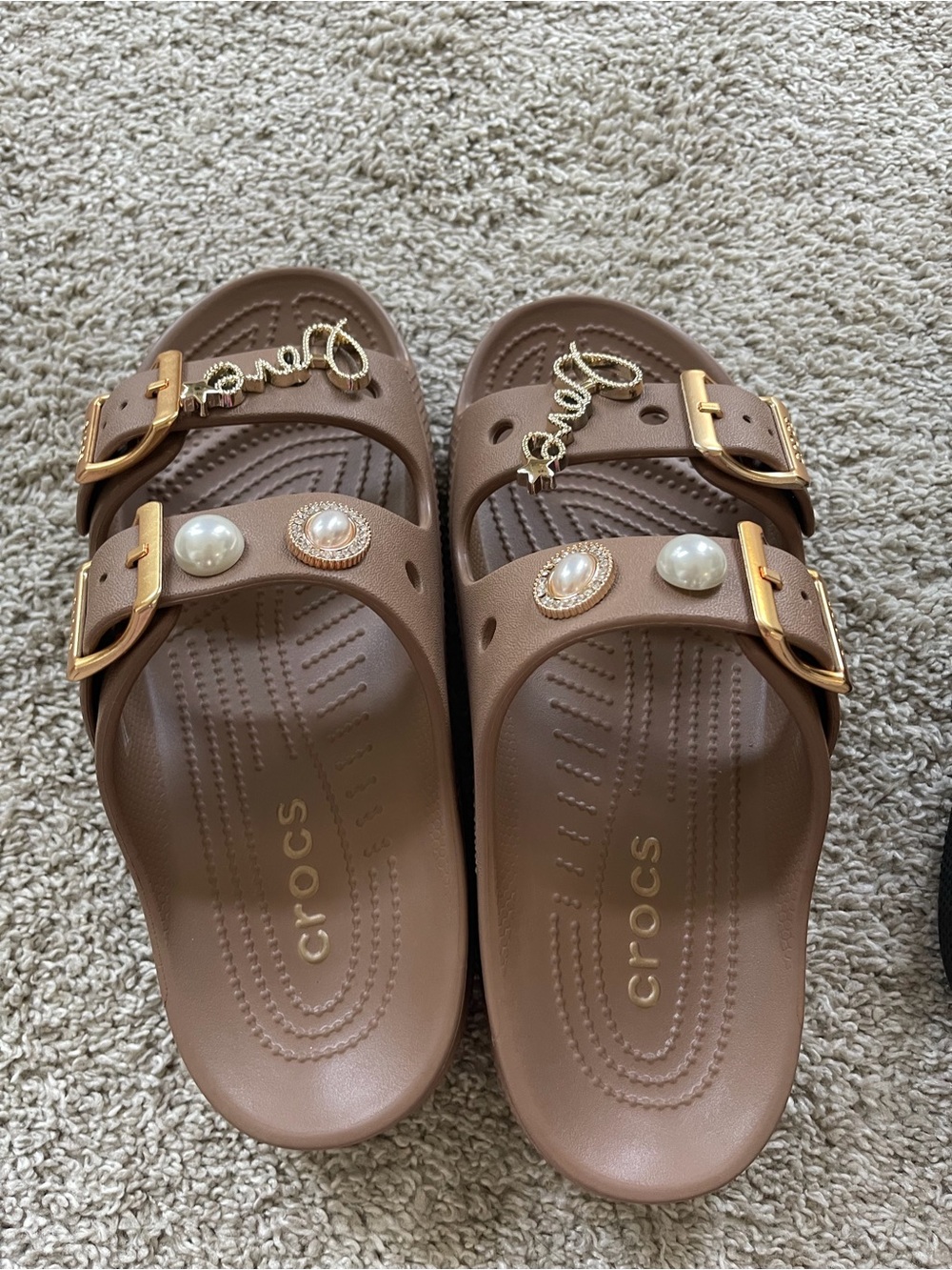 Crocs sandals with widgets